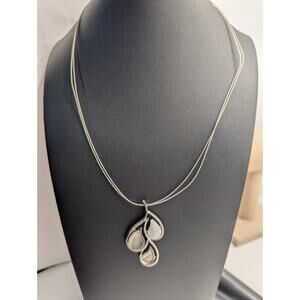 Lia Sophia Teardrop Pendant Necklace 18-inch SilverTone wire Mother of Pearl